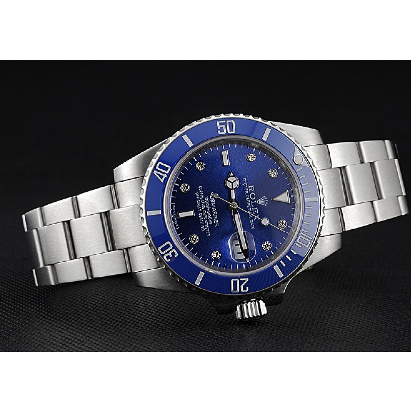 Aaa replica watch 622638 Diamond Submariner Blue Stainless Markers Bracelet Case Steel Steel Rolex Stainless Dial 0711